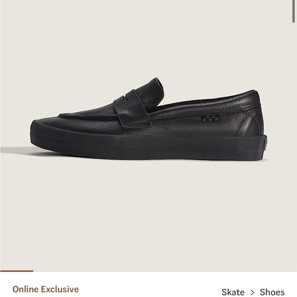 Vans Black Leather Penny Loafer Slip-On